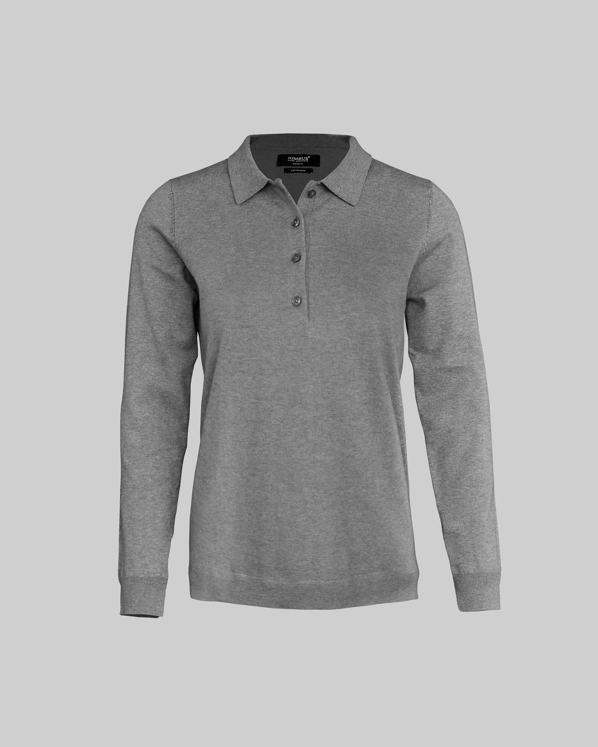 Brighton Long Sleeve Polo Women Grey Melange Front