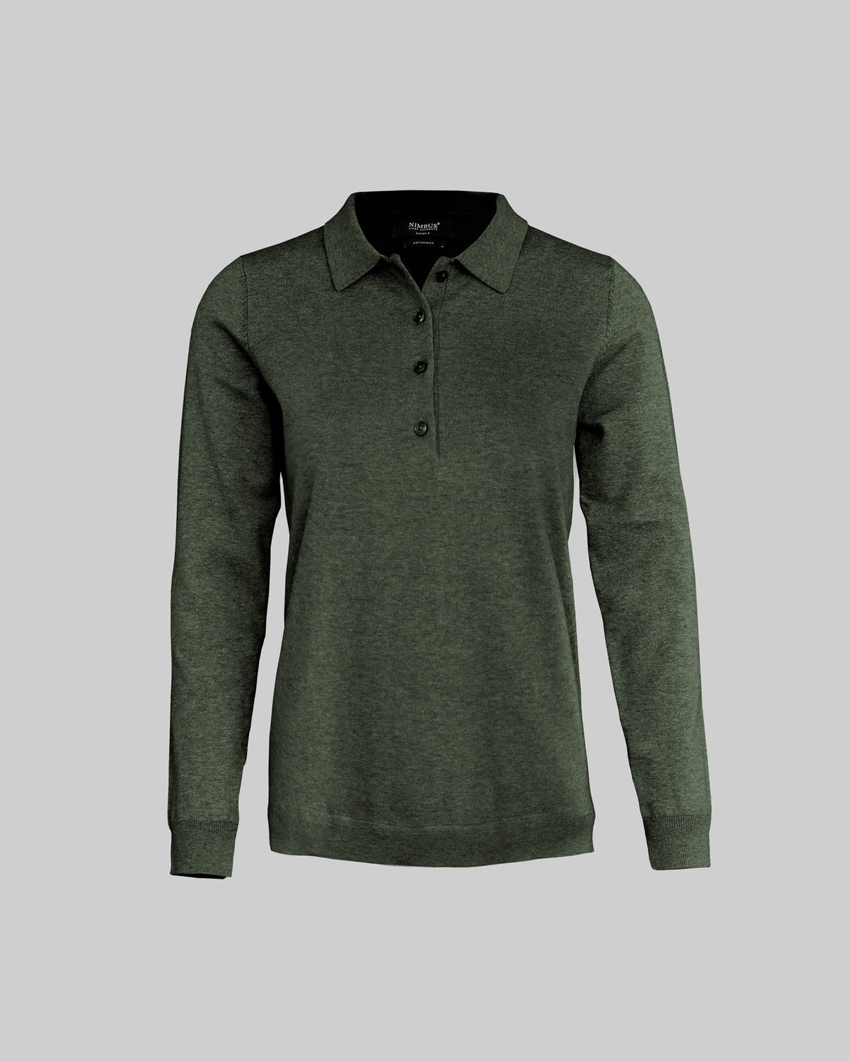 Brighton Long Sleeve Polo Women Olive Melange Front