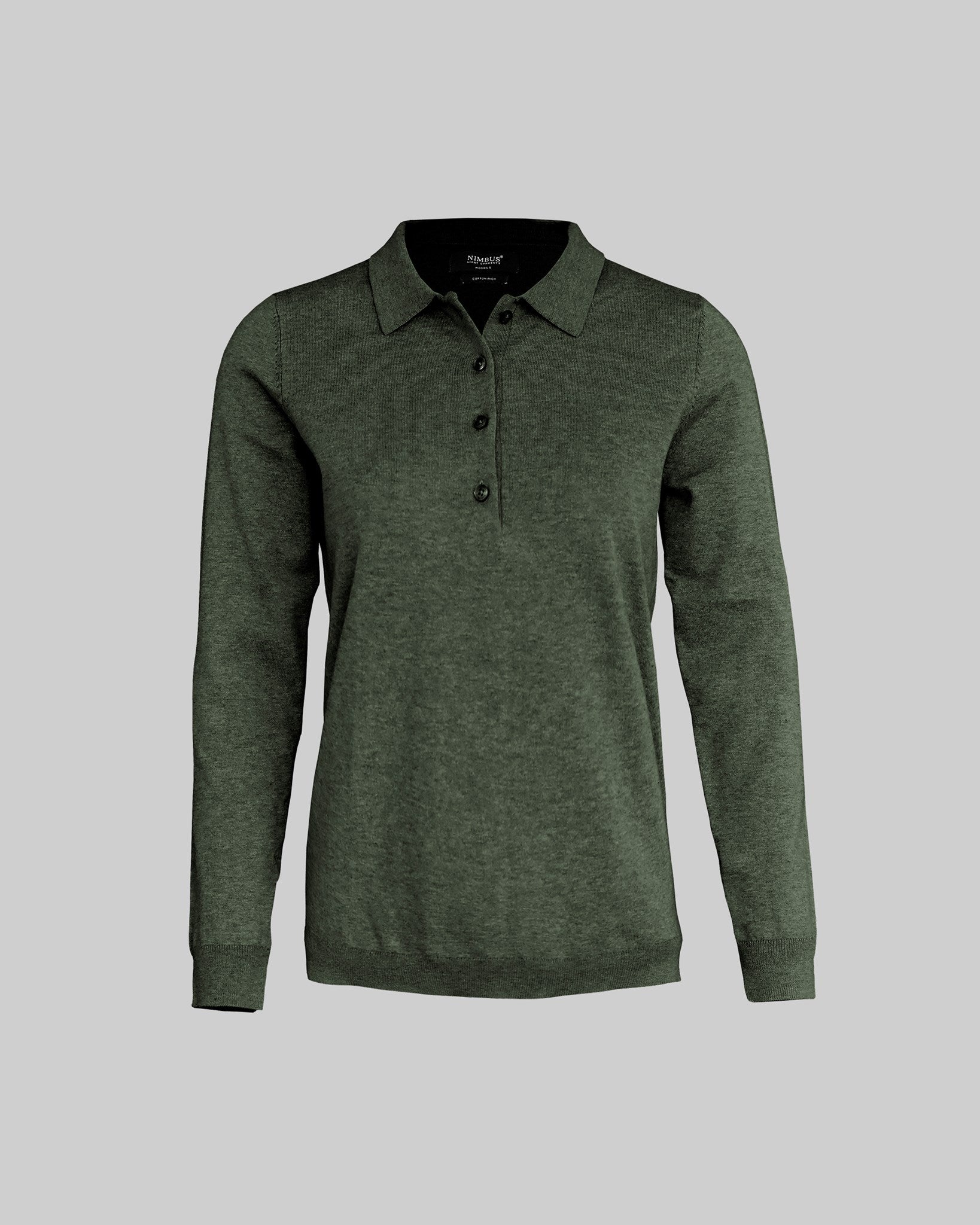 Brighton Long Sleeve Polo Women Olive Melange Front