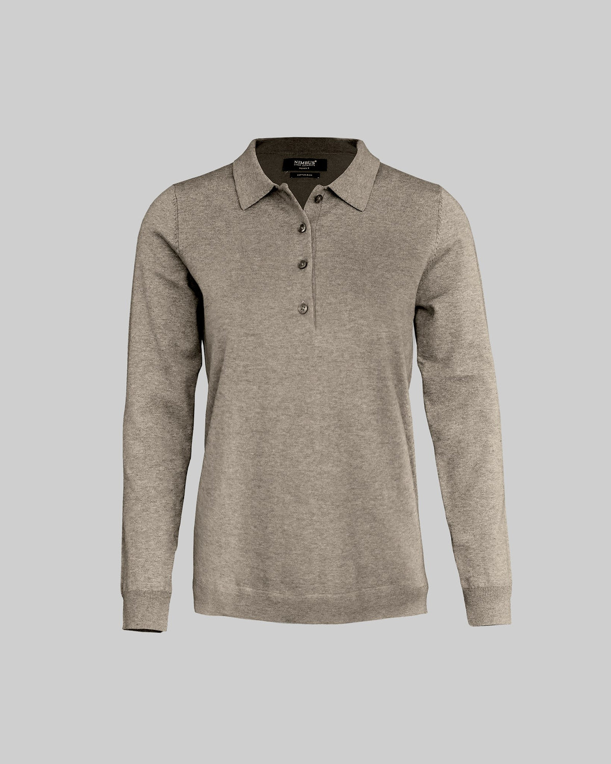 Brighton Long Sleeve Polo Women Sand Melange Front
