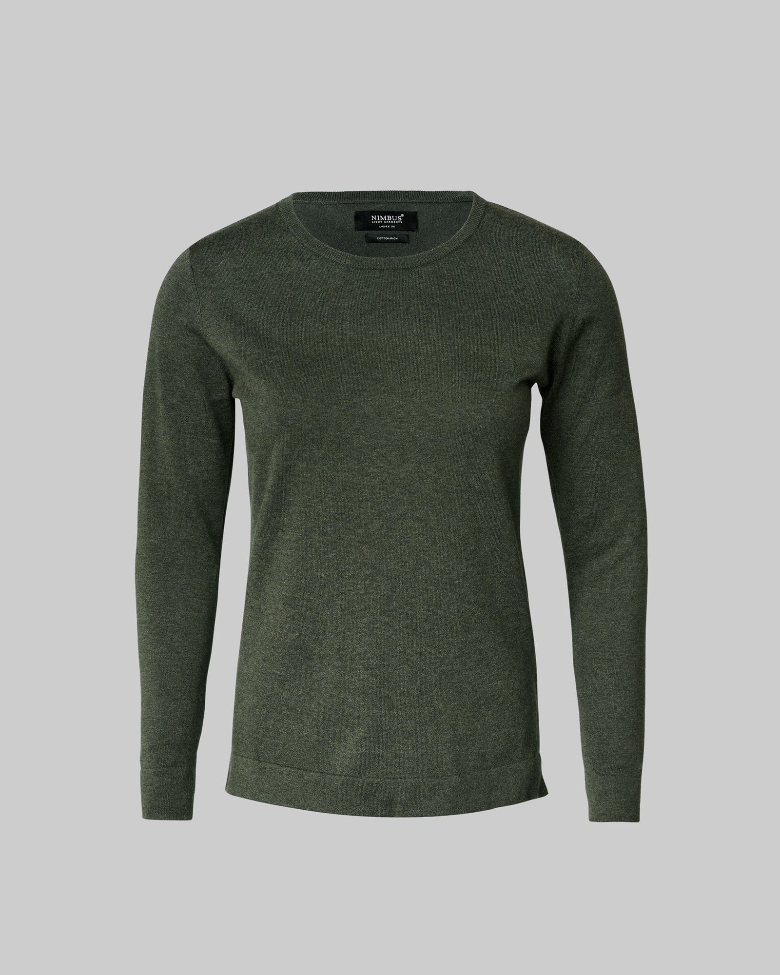 Brighton O Neck Women Olive Melange Back