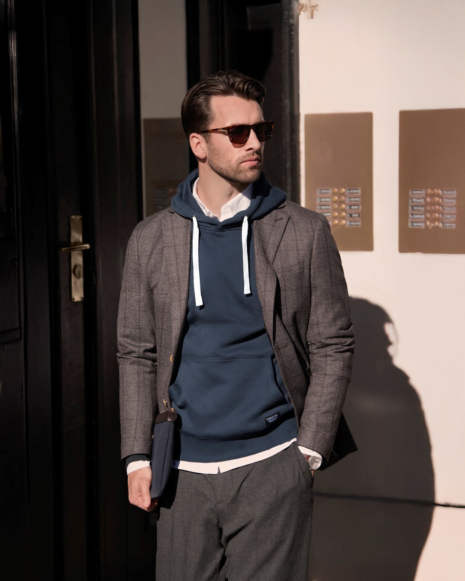 Brownsville Men Grey Melange Back